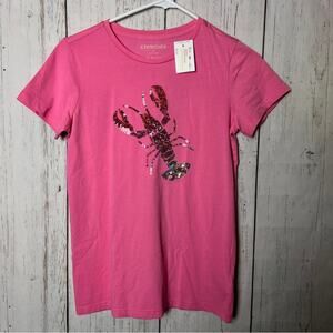 Crewcuts Girl’s Lobster Sequin Glitter Graphic Short Sleeve Sz XL 12-14 NWT